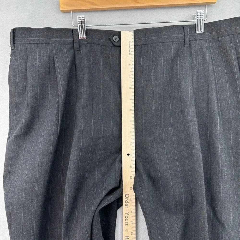 VTG 80s ACTWU‎ Union Made Bespoke Man In Wool Pinstripe Suit Charcoal 2 Button